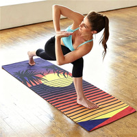 Serviette de yoga en microfibre gaufrée douce et écologique en polyester avec logo personnalisé, impression personnalisée, antidérapante