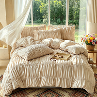 Parures de lit de luxe de qualité supérieure, couleur unie, à effet bulles et froncées, collections personnalisées, taille super king et queen, housse de couette et ensemble de literie