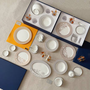 Nordic Style Elegant Ceramic <b>Dinnerware</b> <b>Set</b> Unique Embossed Surface Sustainable Engraving Technique Includes Plates and Bowls - Product Image 2