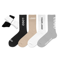 Chaussettes en coton tricotées avec logo personnalisé de fil de luxe de haute qualité OEM Hommes Femmes Chaussettes Crew respirantes au design personnalisé