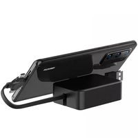 Câble de charge USB Type C rétractable 3-en-1 en gros, 3A, avec support de téléphone et ports de charge multiples pour appareils mobiles