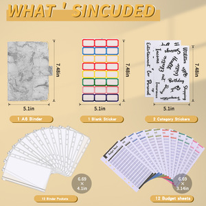 2025 Sản phẩm mới độc đáo A6 đá cẩm thạch bìa cứng Chất kết dính thiết lập Tạp Chí da máy tính xách tay Vòng Ngân Sách chất kết dính tiền mặt phong bì - Product Image 5