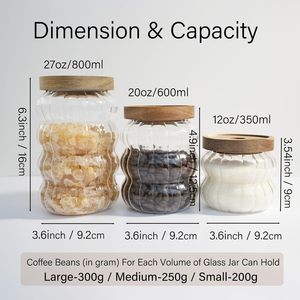 2025 nóng bán New 12 oz Vòng rõ ràng Dải thủy tinh muối lưu trữ Jar hộp với Keo Gỗ nắp cho hạt cà phê đậu kẹo - Product Image 2