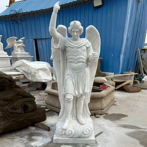 Sculpture d'ange catholique grandeur nature en marbre, décoration extérieure BLVE, statue de l'archange Saint Michel - Product Image 2