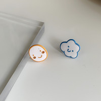 Mode Argent Post Mignon Émail Boucles D'oreilles Conception Créative Coréenne Nuage Sourire Visage Clip sur Boucles D'oreilles pour Femmes Filles