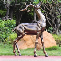 Vente chaude Bronze vieilli cerf Statue grandeur nature jardin parc extérieur décoratif fer Animal Sculpture impression personnalisée