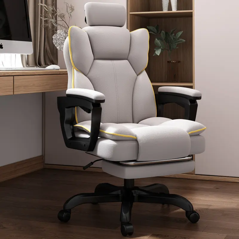 Toptan modern lüks ayarlanabilir yüksek geri yönetici ergonomik döner pu deri ofis koltuğu kafalık ile
