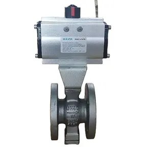 DN100 Regulating Ball Valves 304 316 Stainless Steel Flange V Type Pneumatic Segment Ball Valve