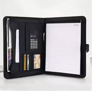 Customized Personal <b>Leather</b> PU Zipper Design Document Folder Notebook for Business - Product Image 2