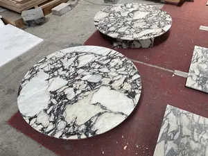 Customized Rectangle Marble Plinth Calacatta Viola Marble Coffee Table Side Table Pedestal Display Stand