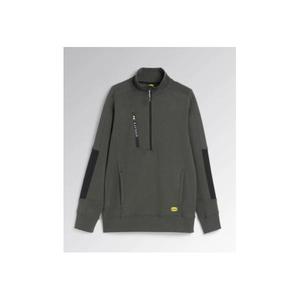 Diadora ยูทิลิตี้-702.175944-70166/XL เสื้อสเวตเตอร์โหระพาสีเขียวซิปในขนแกะแปรงที่มีการแทรกสีดำที่แขนและด้านข้าง - Product Image 1