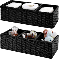 Ensemble de 2 paniers de rangement de salle de bain rectangulaires modernes en papier brun écologique multifonctionnels avec séparateurs pour petits espaces de toilettes