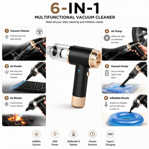 6000Pa Cordless Handheld Car <b>Vacuum</b> Cleaner Air Duster Air Blower <b>Vacuum</b> Pump Rechargeable Type-C CE RoHS FCC OEM ODM - Product Image 3