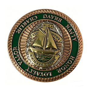 Custom 3D Relief Naval Sailboat Challenge Coin Zinc Alloy with Enamelling UV Printing Graduation Commemorative Coin - Product Image 2