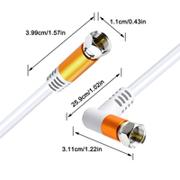 Cable Coaxial Macho-Macho RG59/3C-2V/RG6 Blanco para HDTV 1080p, con Cubierta de PVC Trenzada, Niquelado, 75ohm, Acabado Dorado, para Antena de TV y Comunicación