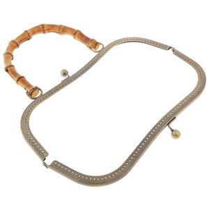Bronzo 27cm manico in bambù telaio in metallo con chiusura a catenaccio per borsa fai da te in bambù e legno artigianato - Product Image 5