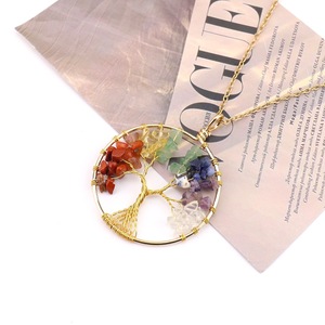 Joyería de piedra natural de 7 colores, corazón de cristal, Pachira macrocarpa, collar de árbol de la suerte enrollado hecho a mano, adorno N742 - Product Image 3
