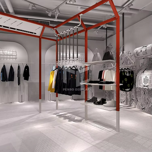 Estante de exhibición de ropa de boutique de nuevo diseño para tienda minorista Soporte de exhibición de ropa de luz LED Muebles de tienda - Product Image 1