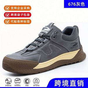 Green Oxford Fabric Safety Sneakers Anti-smash Steel Toe Unisex Puncture-Proof <b>Plastic</b> <b>Mesh</b> Lining Rubber Outsole Winter Shoes - Product Image 6