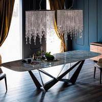 Table à manger moderne et minimaliste en pierre et fer, style italien, luxe léger, personnalisable, mobilier de maison