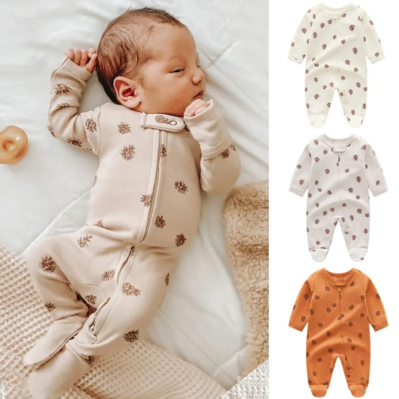 Kids Floral Romper Onesie Baby Jumpsuit Jumpers Clothes Newborn Baby Pajamas Girls Knit Organic Cotton Knitted Baby Rompers