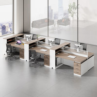 BGZ-248X Ensemble bureau et chaise pour personnel, poste de travail de bureau moderne et simple pour six personnes, en forme de T, en bois, pour ordinateur