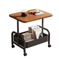 Table d'appoint à roulettes à double niveau mobile, table basse pour salon, canapé, chambre à coucher, étagères de rangement