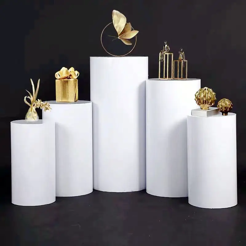 Metal Round Plinth Cylinder Cake Stand Other Weddings Plinths Display Dessert Table Wedding Event Decorations With Cloth Cover