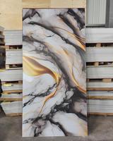 Panneaux muraux en PVC effet marbre UV Maldives, noir et or, Planchas PVC Marbre, Plaque PVC Marbre