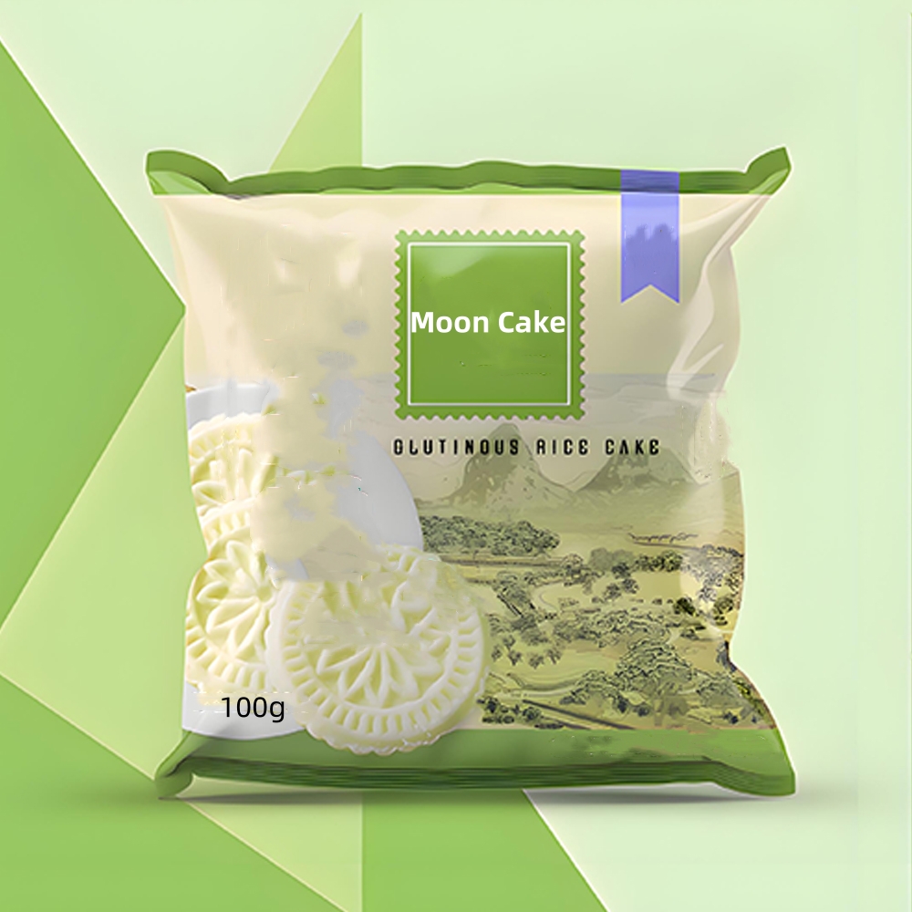 Custom Printed Food Grade Snack Biscuit Mooncake Glossy Back Sealed Plastic Bags Printed Mylar Package Heat Sealable Bag