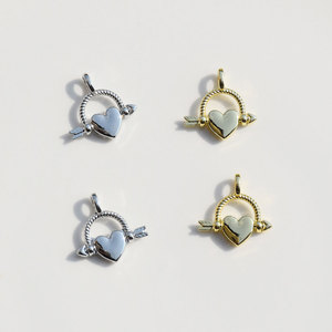 Pendentif en forme de cœur avec flèche en alliage plaqué pour la fabrication de colliers GJ337 - Product Image 2