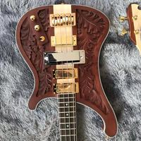 Guitare basse électrique sculptée 4 cordes LK 4004 avec manche à travers le corps, style Ricks personnalisé