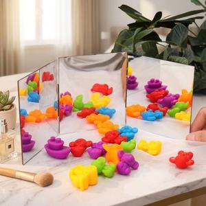 Plaques de miroir acrylique pliables légères à 3 panneaux, incassables, pour la découpe éducative Montessori et la cognition de la symétrie chez les enfants - Product Image 3