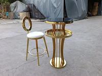 Table de bar à cocktails en acier inoxydable doré de haute qualité, design moderne pour hôtel, centre commercial, ferme, événements en plein air