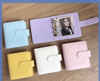 Vente en gros : Mini classeur à 3 anneaux en cuir PU, style bloc de couleurs macaron, pour feuilles mobiles, journal à paillettes et cartes à collectionner, 3 pouces