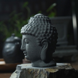 Tête de Bouddha en Shungite Grise Naturelle de Haute Qualité, Sculpture Artisanale en Shungite Grise pour la Décoration (Vente en Gros) - Product Image 1