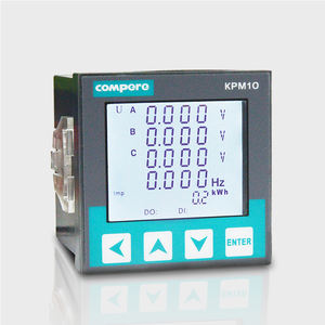 Panel Meter Listrik Industri Tiga Fasa Digital RS485 Modbus RTU Analyzer Bersertifikasi CE Kelas 0.5S Arus Maksimum 6000A Model KPM10E - Product Image 1