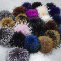 Boules de pompon en vraie fourrure de raton laveur détachables recyclées de 15cm 13 cm pour chapeaux pour vêtement