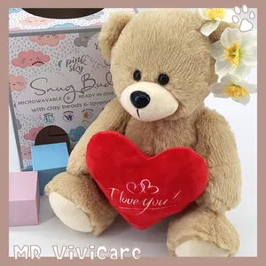 New Custom Soft Stuffed Teddy Bear Plush With Heart Pillow Toy For Gift