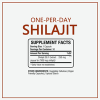 Supplément en capsules de Shilajit UN PAR JOUR de marque privée pour améliorer la perméabilité de la peau et aider à augmenter la densité minérale osseuse