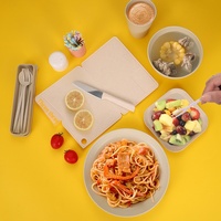 Service de vaisselle carré de style nordique peint à la main pour 6 personnes, compatible micro-ondes, assiettes, bols et tasses pour l'extérieur, pour l'approvisionnement transfrontalier