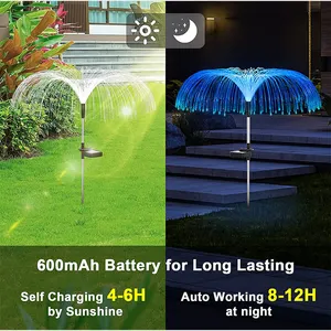 Уличные водонепроницаемые волоконно-оптические Медузы на солнечной батарее, светодиодные светильники, подключаемые декоративные светильники для газона и сада