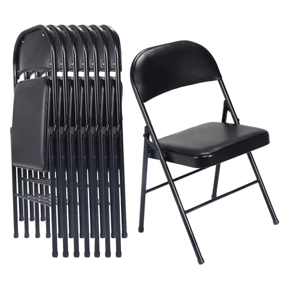JL temelleri siyah paketi gri katlanır sandalyeler açık ofis yastıklı koltuklar ile düğün sandalyesi taşınabilir istiflenebilir ticari koltuk