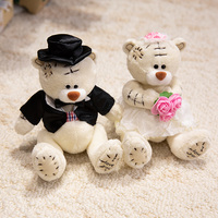 Vente en gros d'ours en peluche jouets personnalisés poupée en peluche ours en peluche décor de mariage couple ours en peluche jouets