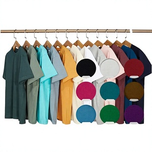 T-shirts tricotés à manches courtes grande taille pour hommes, 100% coton de haute qualité, vierges, épais, coupe oversize, pour impression personnalisée, couleur unie - Product Image 1