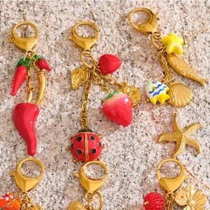 Llavero de Moda con Forma de Estrella de Mar, <span class=keywords><strong>Pimiento</strong></span>, Mariquita, Fresa y Corazón, Accesorios para Bolsos de Mujer, Regalo de Verano - Product Image 2