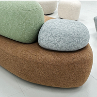 Canapé en velours à motif galet pour villa et appartement, sur mesure, avec housse amovible et lavable, ensemble de canapés en L pour projets de salon