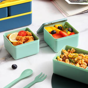 Two Layer Eco Friendly PP School Food Packaging Portable Lunch Box 1400ml With Spoon and Fork - Product Image 4