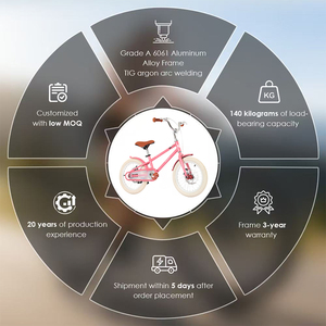 Vélo pour fille rose en stock d'usine, pour enfants <span class=keywords><strong>de</strong></span> 3 à 14 ans, 14'', 16'', 18'', 20'', cadre en aluminium, vélo pour enfant avec roues d'apprentissage - Product Image 3