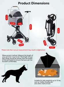 <span class=keywords><strong>Poussette</strong></span> pour animaux de compagnie pour petits/chiens moyens Chats Léger Pliable Chariot à 4 roues Conception ventilée Panier de rangement amovible Portable - Product Image 6